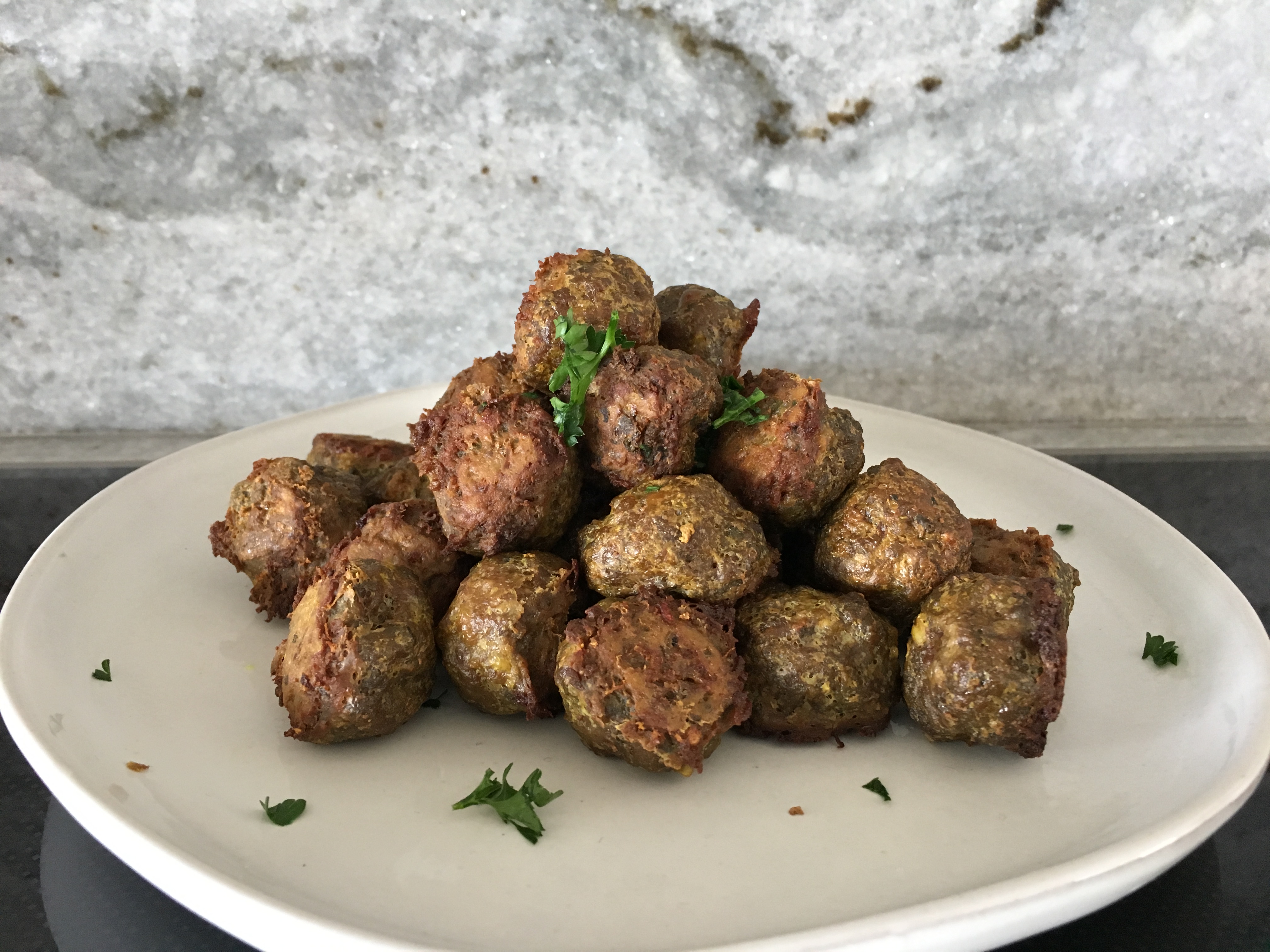 Freshly made Sheet Pan Turmeric Meatballs